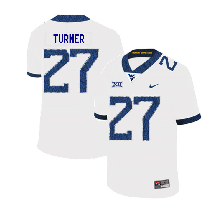 2019 Men #27 Tacorey Turner West Virginia Mountaineers College Football Jerseys Sale-White - Click Image to Close